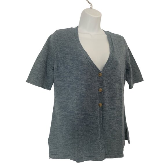 Croft & Barrow Womens Button Front Knit Cardigan Blue V-Neck Size PS - Picture 3 of 10